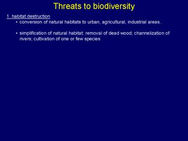 Threats to biodiversity