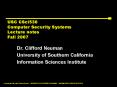 USC CSci530 Computer Security Systems Lecture notes Fall 2007 PowerPoint PPT Presentation