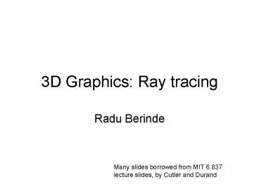 3D Graphics: Ray tracing