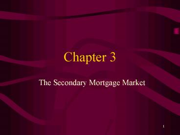 The Secondary Mortgage Market