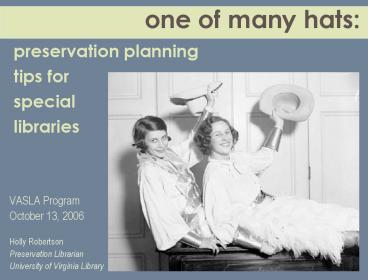 preservation planning tips for special libraries