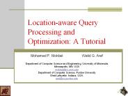 Location-aware Query Processing and Optimization: A Tutorial