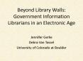 Beyond Library Walls: Government Information Librarians in an Electronic Age PowerPoint PPT Presentation