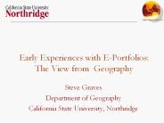 Early Experiences with EPortfolios: The View from Geography