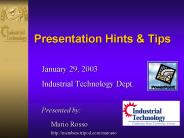 Presentation Hints