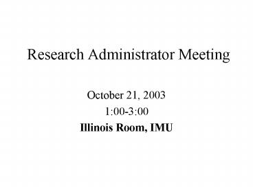 Research Administrator Meeting