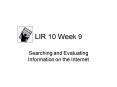 LIR 10 Week 9 PowerPoint PPT Presentation