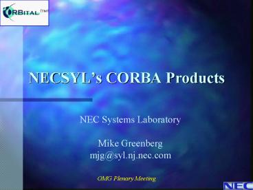 NECSYLs CORBA Products
