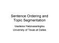 Sentence Ordering and Topic Segmentation PowerPoint PPT Presentation