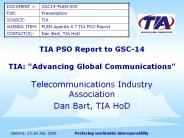 TIA PSO Report to GSC-14 TIA: 