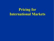 Pricing for International Markets