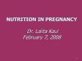 NUTRITION IN PREGNANCY Dr. Lalita Kaul February 7, 2008 PowerPoint PPT Presentation