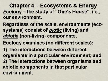 Chapter 4 Ecosystems