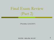 Final Exam Review (Part 2)