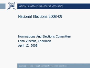 National Elections 200809