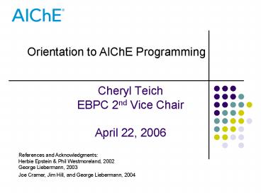 Cheryl Teich EBPC 2nd Vice Chair April 22, 2006
