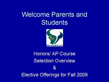 Welcome Parents and Students