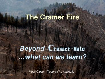 The Cramer Fire Beyond Cramergate what can we learn