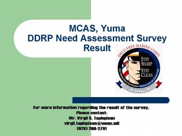 MCAS, Yuma DDRP Need Assessment Survey Result