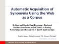 Automatic Acquisition of Synonyms Using the Web as a Corpus PowerPoint PPT Presentation