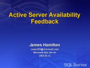 Active Server Availability Feedback