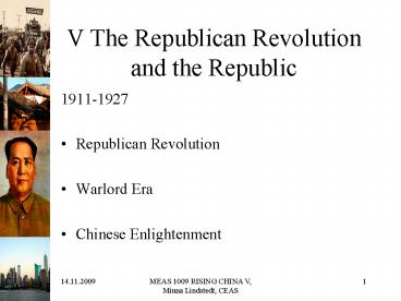 V The Republican Revolution and the Republic