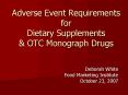 Adverse Event Requirements for Dietary Supplements PowerPoint PPT Presentation