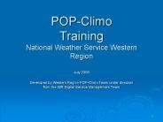 POP-Climo Training National Weather Service Western Region