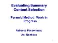Evaluating Summary Content Selection PowerPoint PPT Presentation