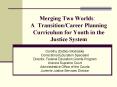 Merging Two Worlds: A TransitionCareer Planning Curriculum for Youth in the Justice System PowerPoint PPT Presentation