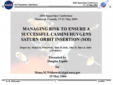 2004 SpaceOps Conference