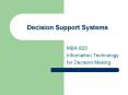 Decision Support Systems PowerPoint PPT Presentation