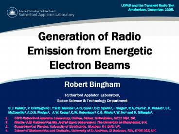 Generation of Radio Emission from Energetic Electron Beams