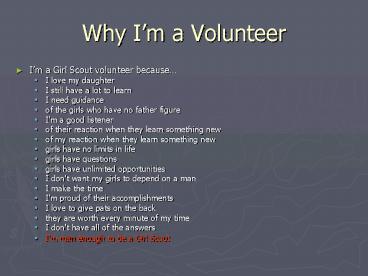Why Im a Volunteer