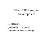 Atari 2600 Program Development
