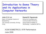 Game Theory and Networking Tutorial