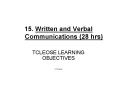 Written and Verbal Communications 28 hrs PowerPoint PPT Presentation