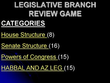 LEGISLATIVE BRANCH REVIEW GAME