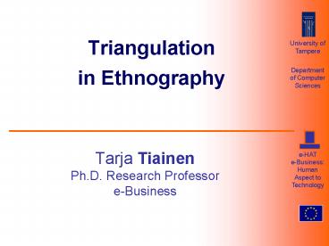 Triangulation in Ethnography