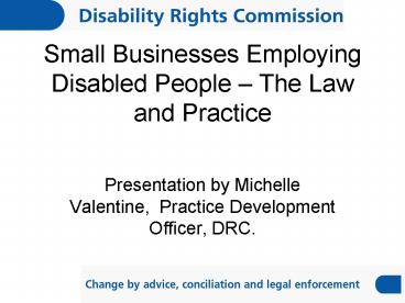 Small Businesses Employing Disabled People The Law and Practice