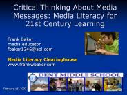 Critical Thinking About Media Messages:
