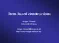 Item-based constructions PowerPoint PPT Presentation