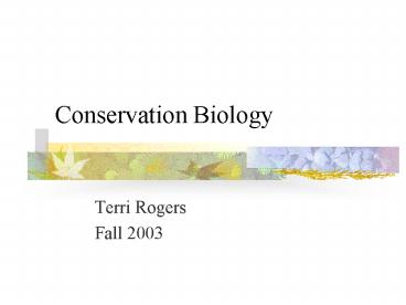 Conservation Biology
