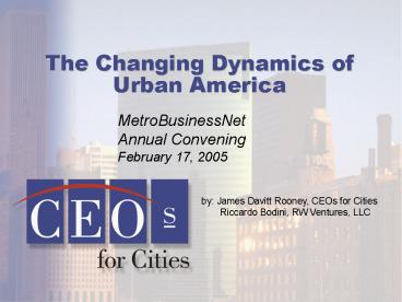 The Changing Dynamics of Urban America