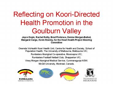 Reflecting on KooriDirected Health Promotion in the Goulburn Valley