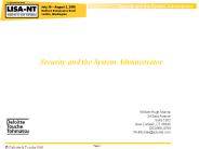 Security and the System Administrator