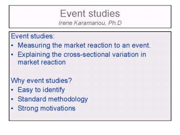 Event studies Irene Karamanou, Ph'D