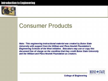 Consumer Products