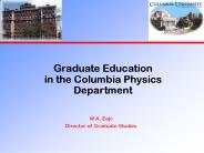 Graduate Education in the Columbia Physics Department