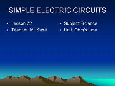 SIMPLE ELECTRIC CIRCUITS presentation | free to view